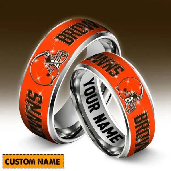 Cleveland Browns Personalized Silver Tungsten Ring