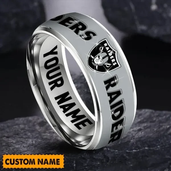Las Vegas Raiders Personalized Silver Tungsten Ring - Image 2