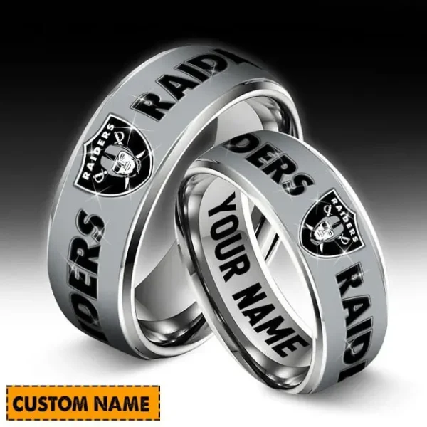 Las Vegas Raiders Personalized Silver Tungsten Ring