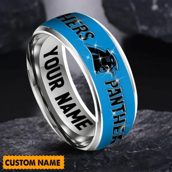 Carolina Panthers Personalized Silver Tungsten Ring - Image 2