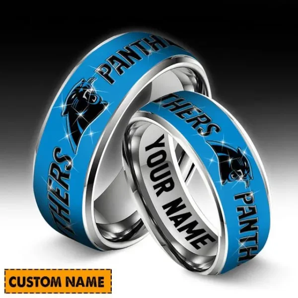 Carolina Panthers Personalized Silver Tungsten Ring