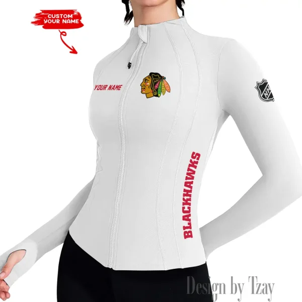 Chicago Blackhawks Women Athletic Jackets Cottony-Soft Full Zip Slim Fit Workout Running Jacket 2025 SPTWAJ070 - Image 4