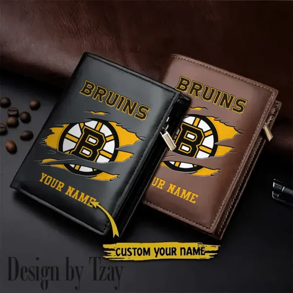 Boston Bruins NHL Small Rectangular Leather Wallet Style 2025 SPTLVW418