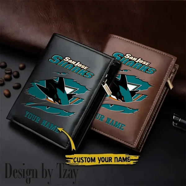 San Jose Sharks NHL Small Rectangular Leather Wallet Style 2025 SPTLVW439