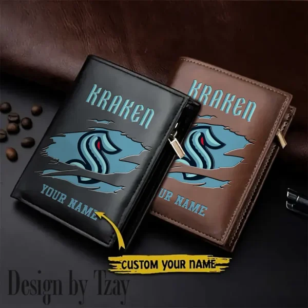 Seattle Kraken NHL Small Rectangular Leather Wallet Style 2025 SPTLVW440