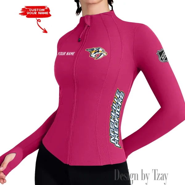 Nashville Predators Women Athletic Jackets Cottony-Soft Full Zip Slim Fit Workout Running Jacket 2025 SPTWAJ080