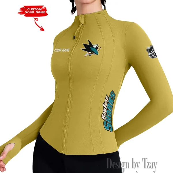 San Jose Sharks Women Athletic Jackets Cottony-Soft Full Zip Slim Fit Workout Running Jacket 2025 SPTWAJ087 - Image 2