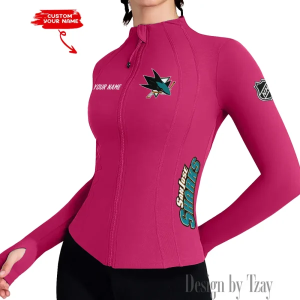 San Jose Sharks Women Athletic Jackets Cottony-Soft Full Zip Slim Fit Workout Running Jacket 2025 SPTWAJ087 - Image 3