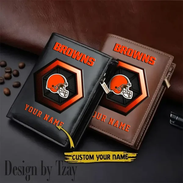 Cleveland Browns Small Rectangular Leather Wallet Style 2025 SPTLVW488