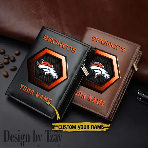 Denver Broncos Small Rectangular Leather Wallet Style 2025 SPTLVW490