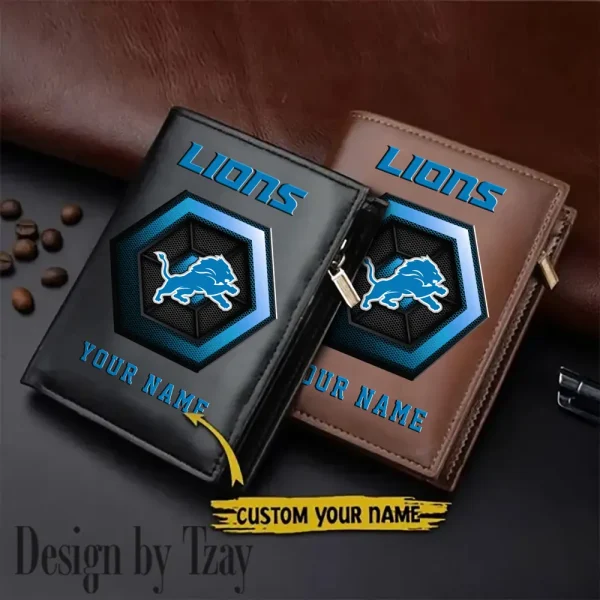 Detroit Lions Small Rectangular Leather Wallet Style 2025 SPTLVW491