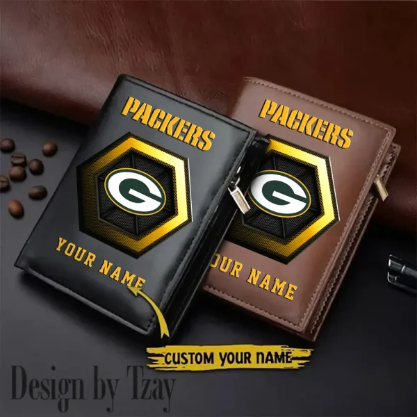 Green Bay Packers Small Rectangular Leather Wallet Style 2025 SPTLVW492
