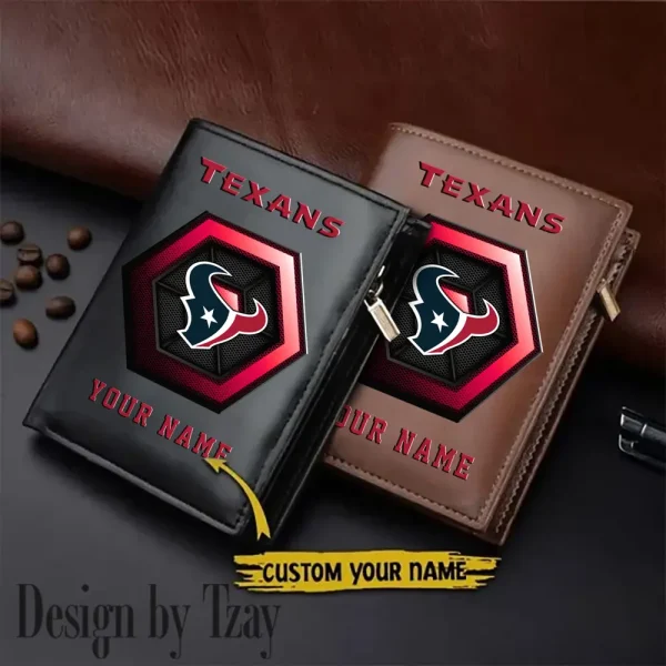 Houston Texans Small Rectangular Leather Wallet Style 2025 SPTLVW493