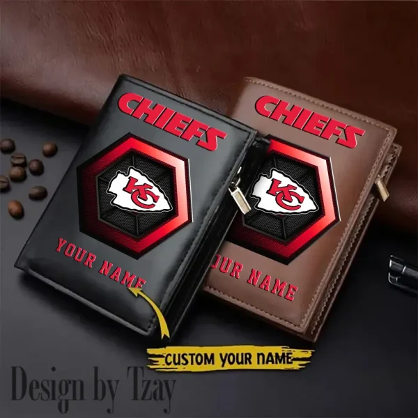 Kansas City Chiefs Small Rectangular Leather Wallet Style 2025 SPTLVW496