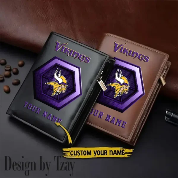 Minnesota Vikings Small Rectangular Leather Wallet Style 2025 SPTLVW500