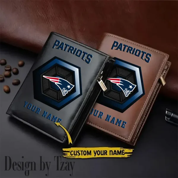 New England Patriots Small Rectangular Leather Wallet Style 2025 SPTLVW504