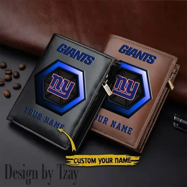 New York Giants Small Rectangular Leather Wallet Style 2025 SPTLVW505