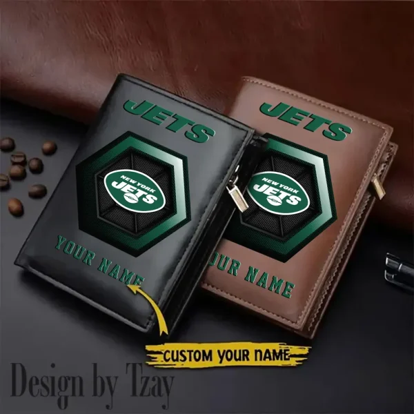 New York Jets Small Rectangular Leather Wallet Style 2025 SPTLVW506