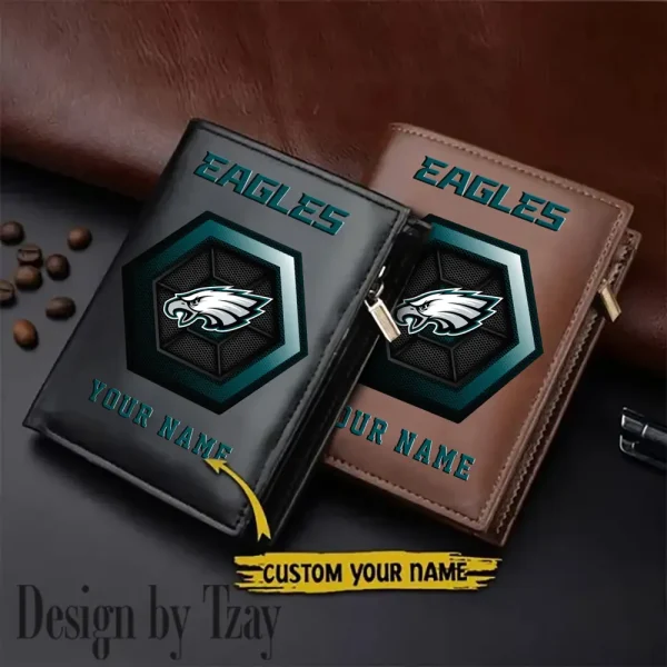 Philadelphia Eagles Small Rectangular Leather Wallet Style 2025 SPTLVW507
