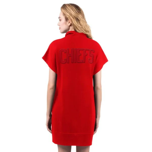 NFL Kansas City Chiefs Women Quarter Zip Shirt Dress - Image 2