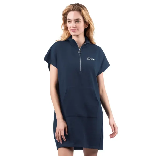 NFL Seattle Seahawks Women Quarter Zip Shirt Dress
