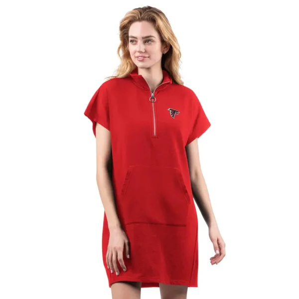 NFL Atlanta Falcons Women Quarter Zip Shirt Dress