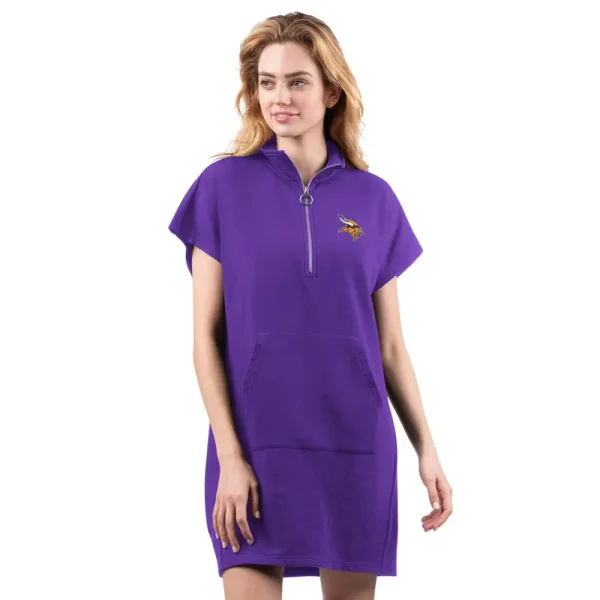 NFL Minnesota Vikings Women Quarter Zip Shirt Dress