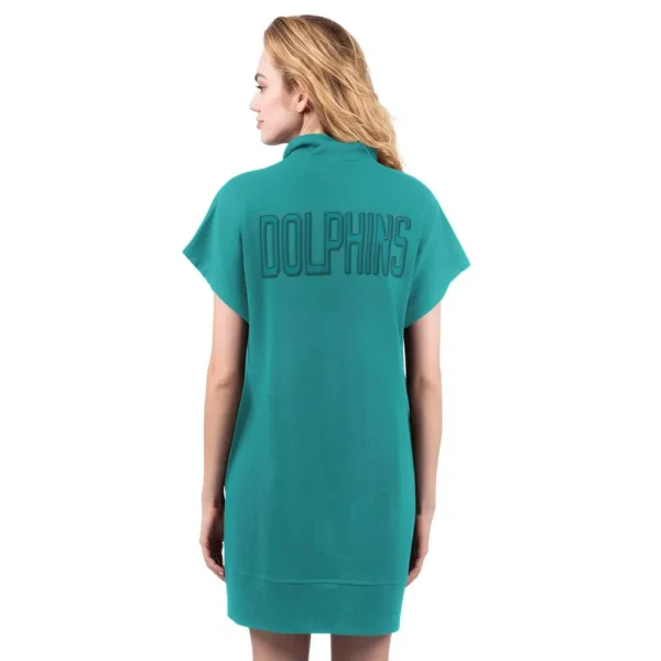NFL Miami Dolphins Women Quarter Zip Shirt Dress - Image 2