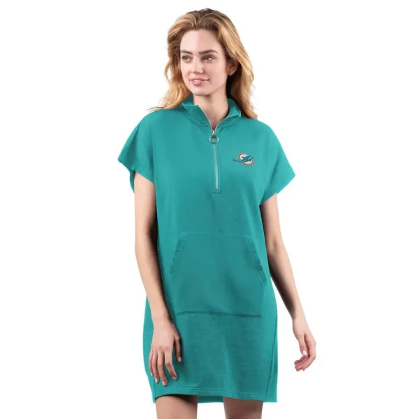 NFL Miami Dolphins Women Quarter Zip Shirt Dress