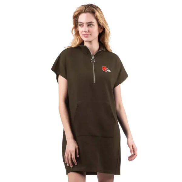 NFL Cleveland Browns Women Quarter Zip Shirt Dress