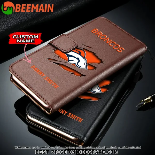 Denver Broncos Leather Wallet Phone Case SPTLWPC010