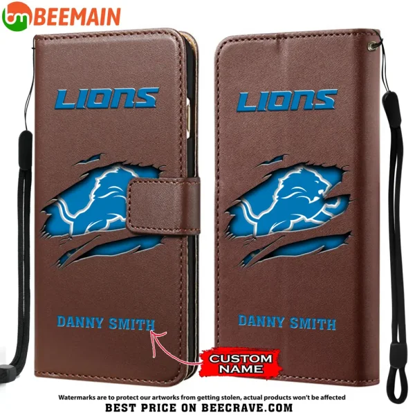 Detroit Lions Leather Wallet Phone Case SPTLWPC011 - Image 5