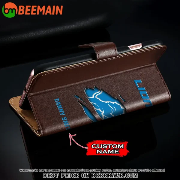 Detroit Lions Leather Wallet Phone Case SPTLWPC011 - Image 4