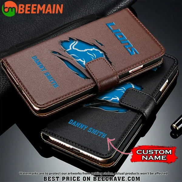 Detroit Lions Leather Wallet Phone Case SPTLWPC011 - Image 2
