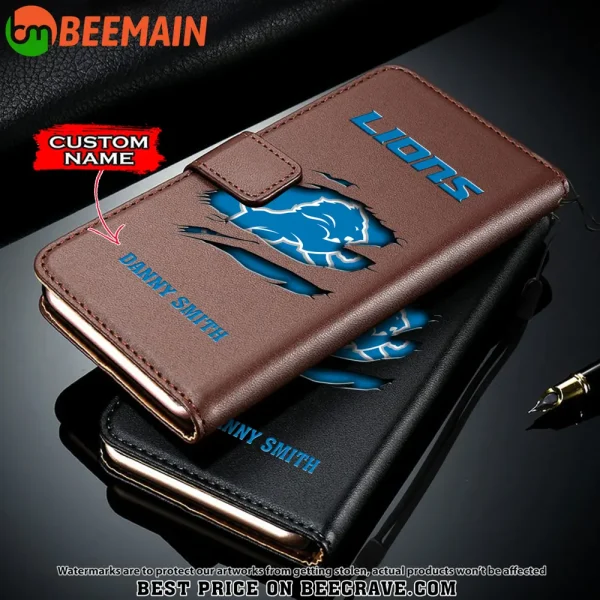 Detroit Lions Leather Wallet Phone Case SPTLWPC011