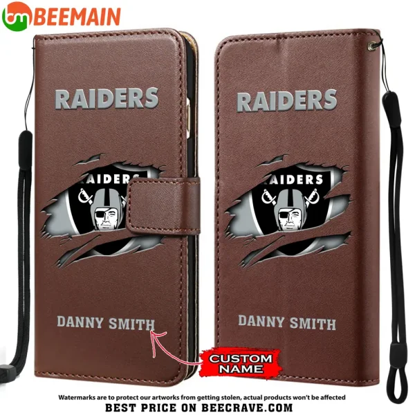 Las Vegas Raiders Leather Wallet Phone Case SPTLWPC017 - Image 5