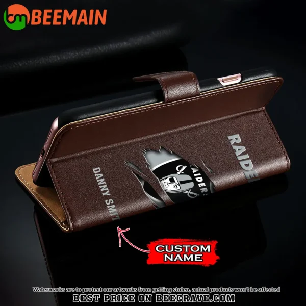Las Vegas Raiders Leather Wallet Phone Case SPTLWPC017 - Image 4