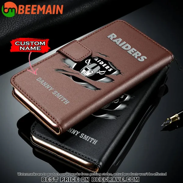 Las Vegas Raiders Leather Wallet Phone Case SPTLWPC017