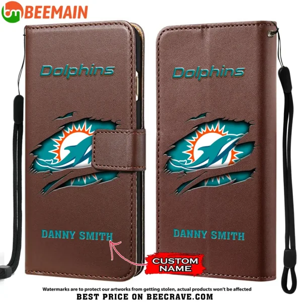 Miami Dolphins Leather Wallet Phone Case SPTLWPC020 - Image 5