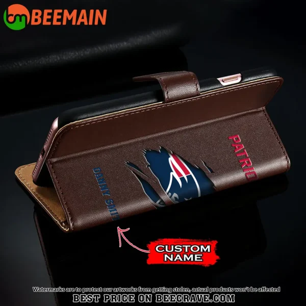 New England Patriots Leather Wallet Phone Case SPTLWPC022 - Image 4