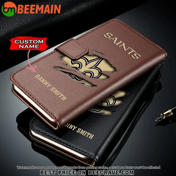 New Orleans Saints Leather Wallet Phone Case SPTLWPC023