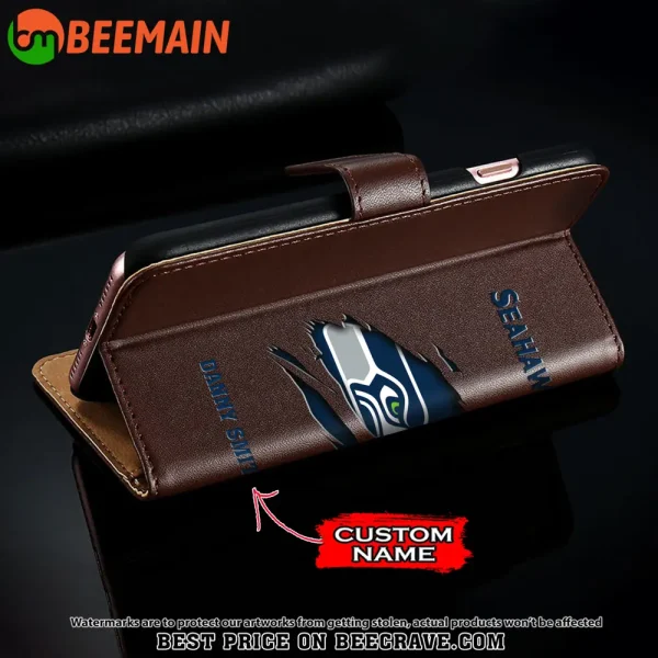Seattle Seahawks Leather Wallet Phone Case SPTLWPC029 - Image 4
