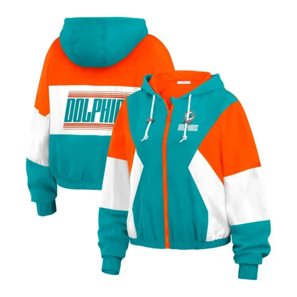 Miami Dolphins Color Block Full-Zip Windbreaker Jacket
