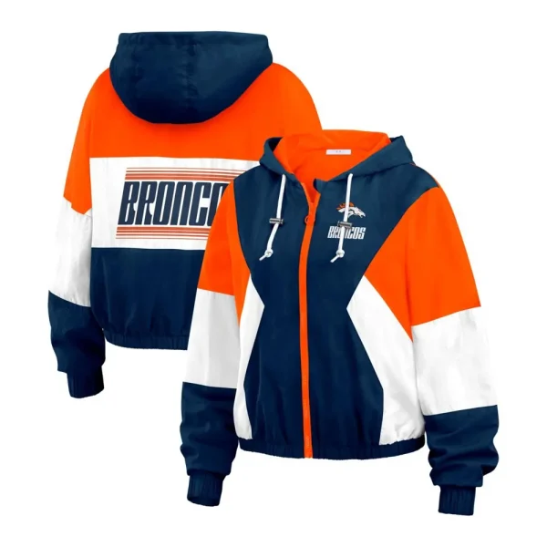 Denver Broncos Color Block Full-Zip Windbreaker Jacket