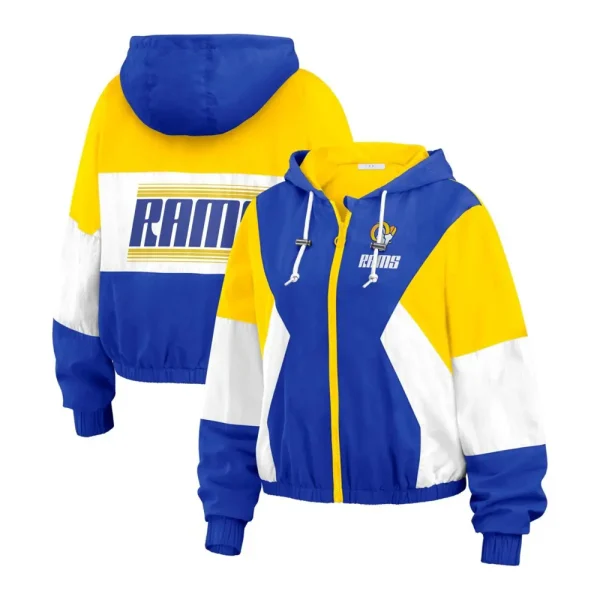 Los Angeles Rams Color Block Full-Zip Windbreaker Jacket