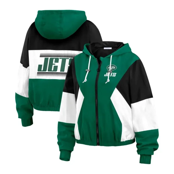 New York Jets Color Block Full-Zip Windbreaker Jacket