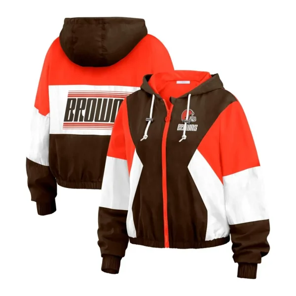 Cleveland Browns Color Block Full-Zip Windbreaker Jacket