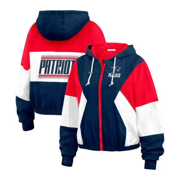 New England Patriots Color Block Full-Zip Windbreaker Jacket