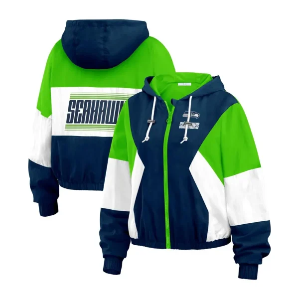 Seattle Seahawks Color Block Full-Zip Windbreaker Jacket
