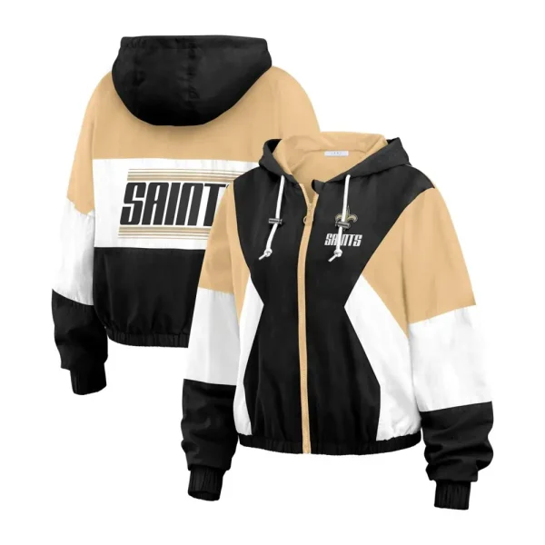New Orleans Saints Color Block Full-Zip Windbreaker Jacket